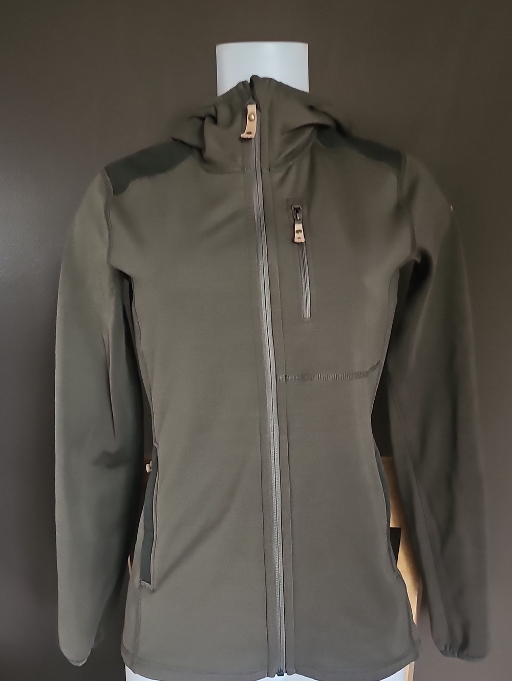Women's Olive Green Zip-Up Hooded Jacket